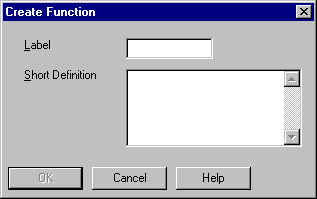 Create Function dialog box