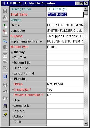 Property Palette for TUTORI0010